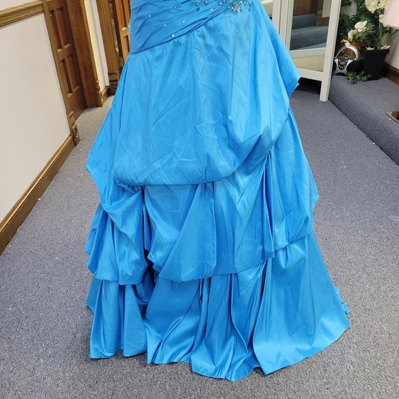 MORI LEE TURQUOISE BALLGOWN DRESS - Picture 2 of 11